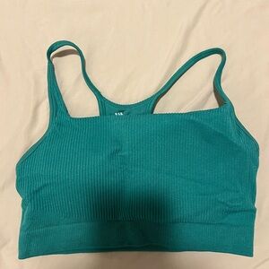 Women's Teal Ribbed Sports Bra